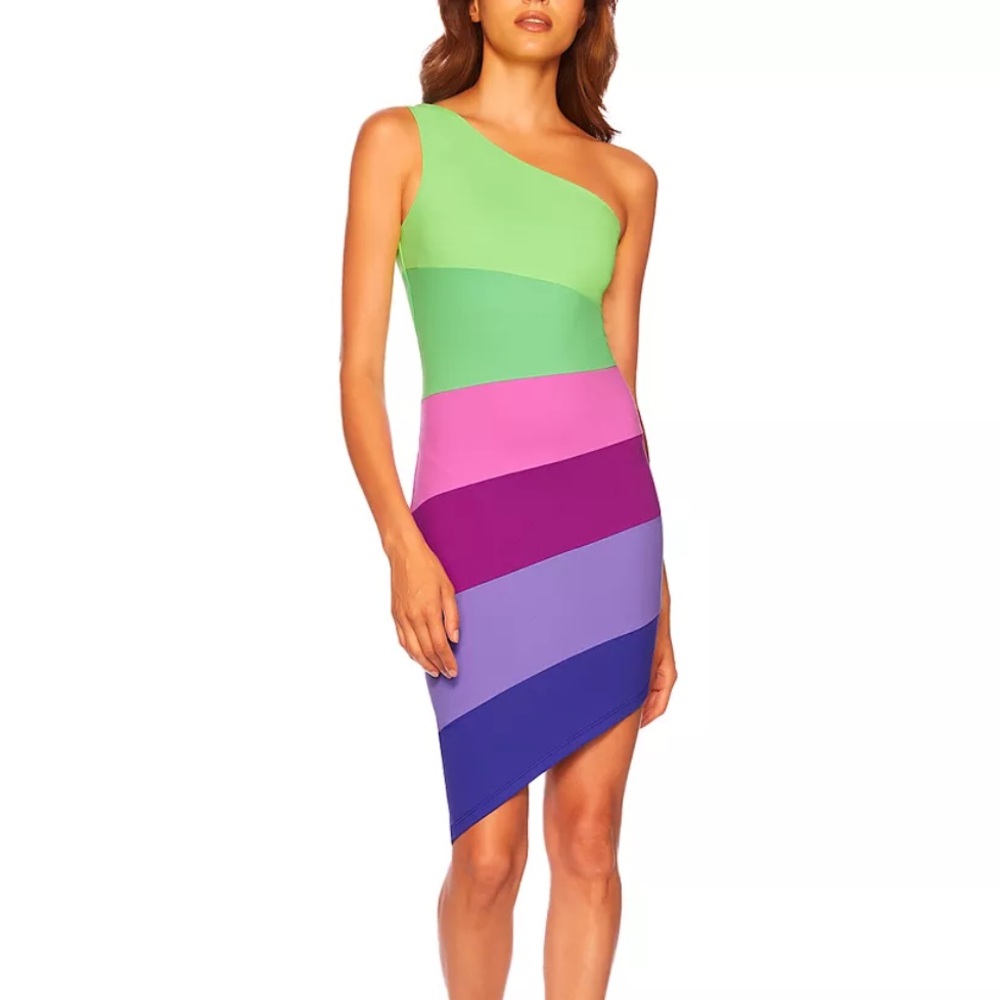 Susana Monaco Color Blocked Asymmetric Dress size small